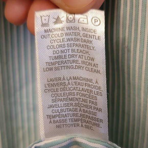 💖2 for $30!💖  RW&CO. Green and White Stripe Button Up Collar Shirt - Picture 8 of 8